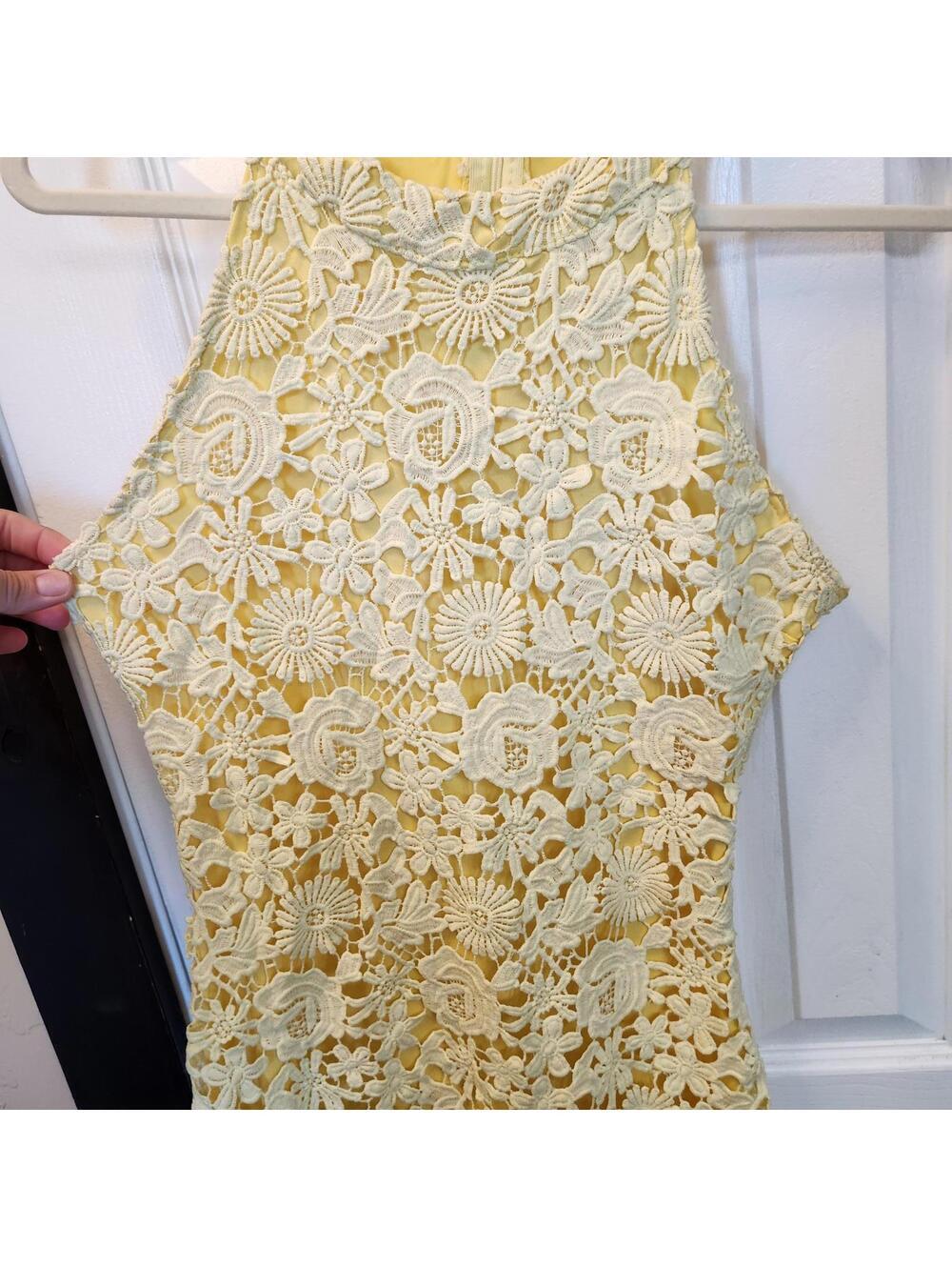 Yomiko Women's Yellow Lace Bodycon Dress- Size Small - Picture 3 of 7